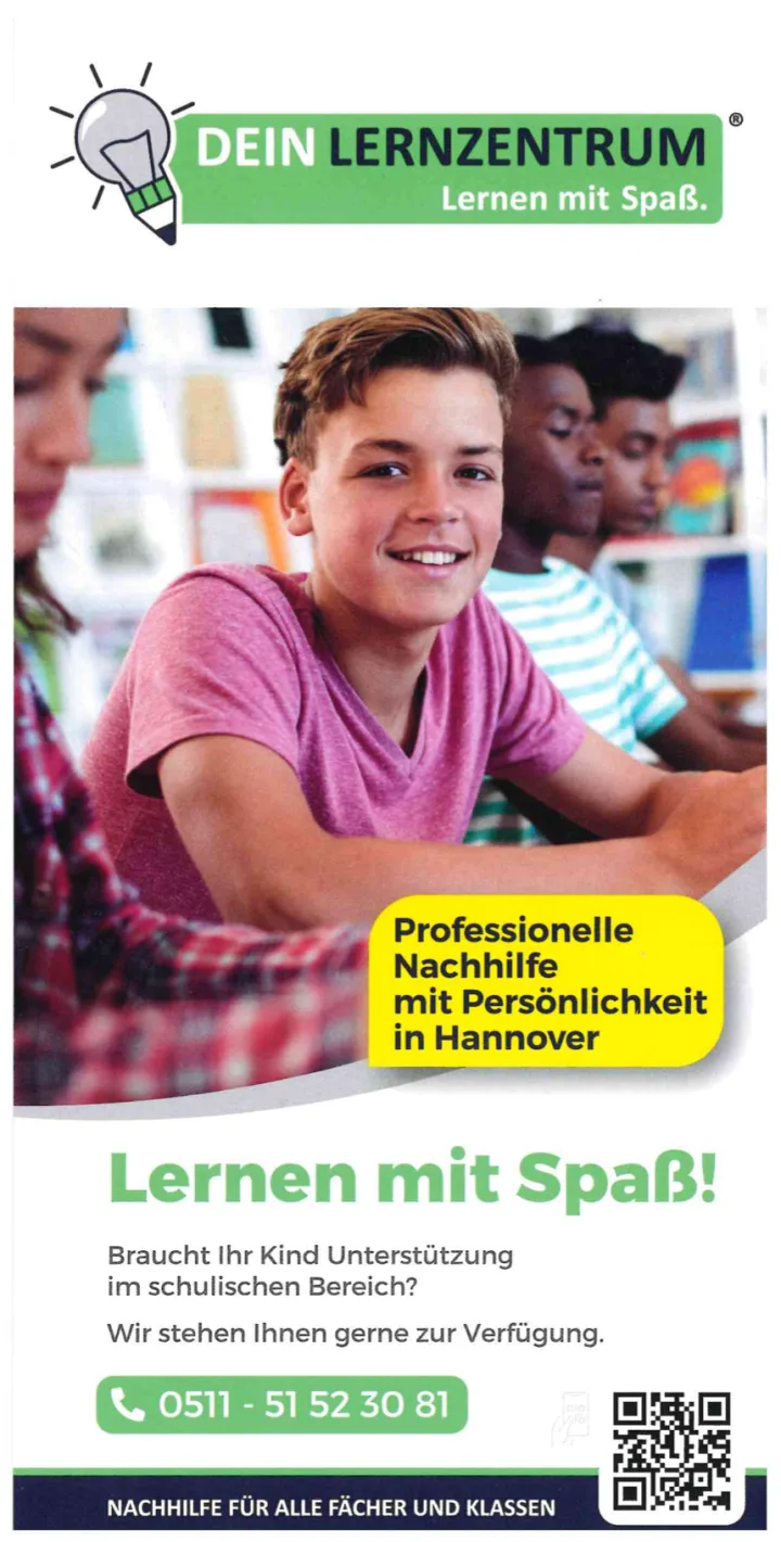 Flyer „Dein Lernzentrum – Lernen mit Spaß“
